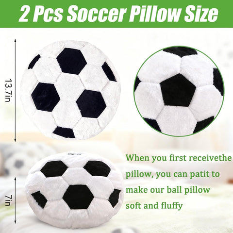 FPYWO soccer pillow plush round on a bed enhances bedroom décor.