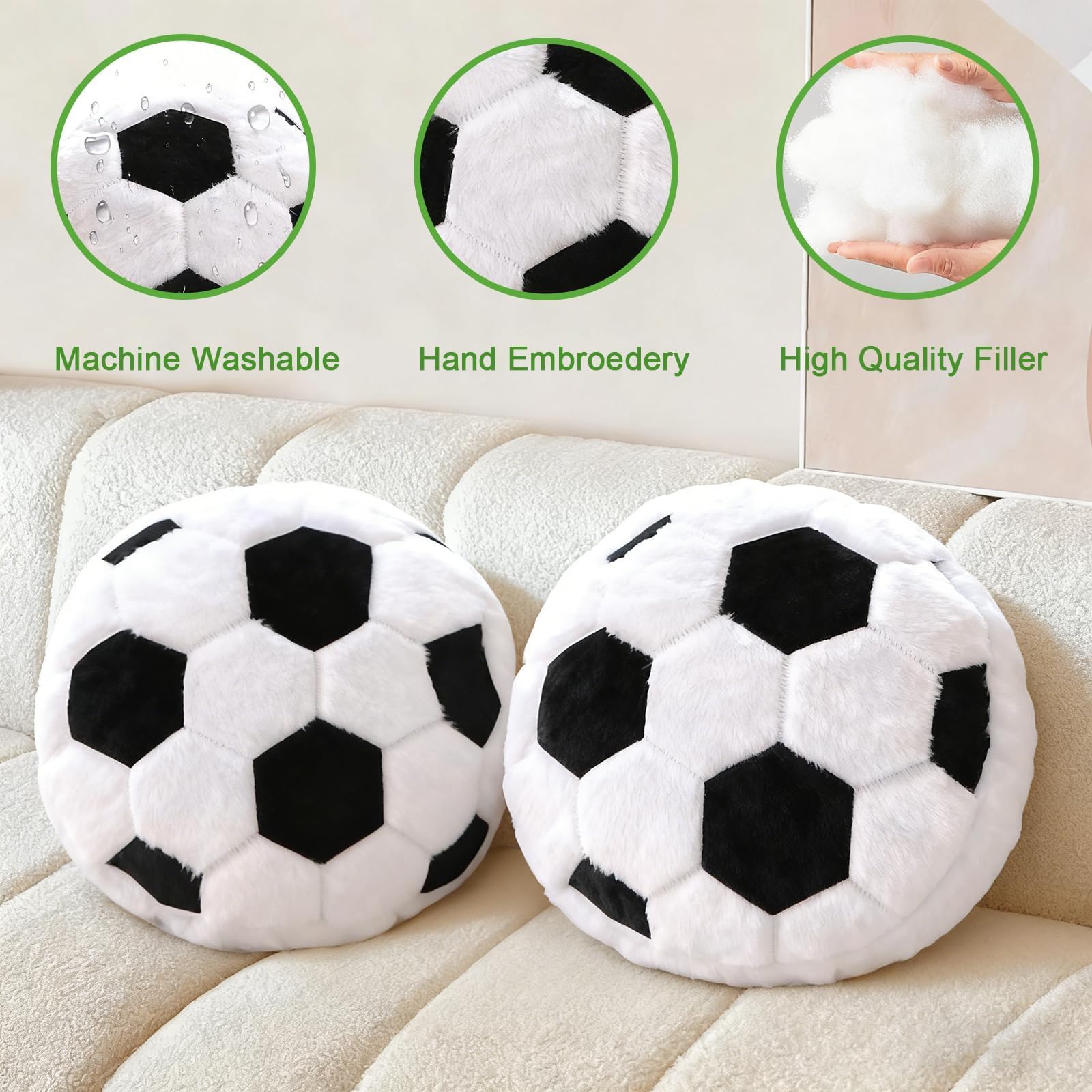 FPYWO soccer pillow round decor accents for game rooms.