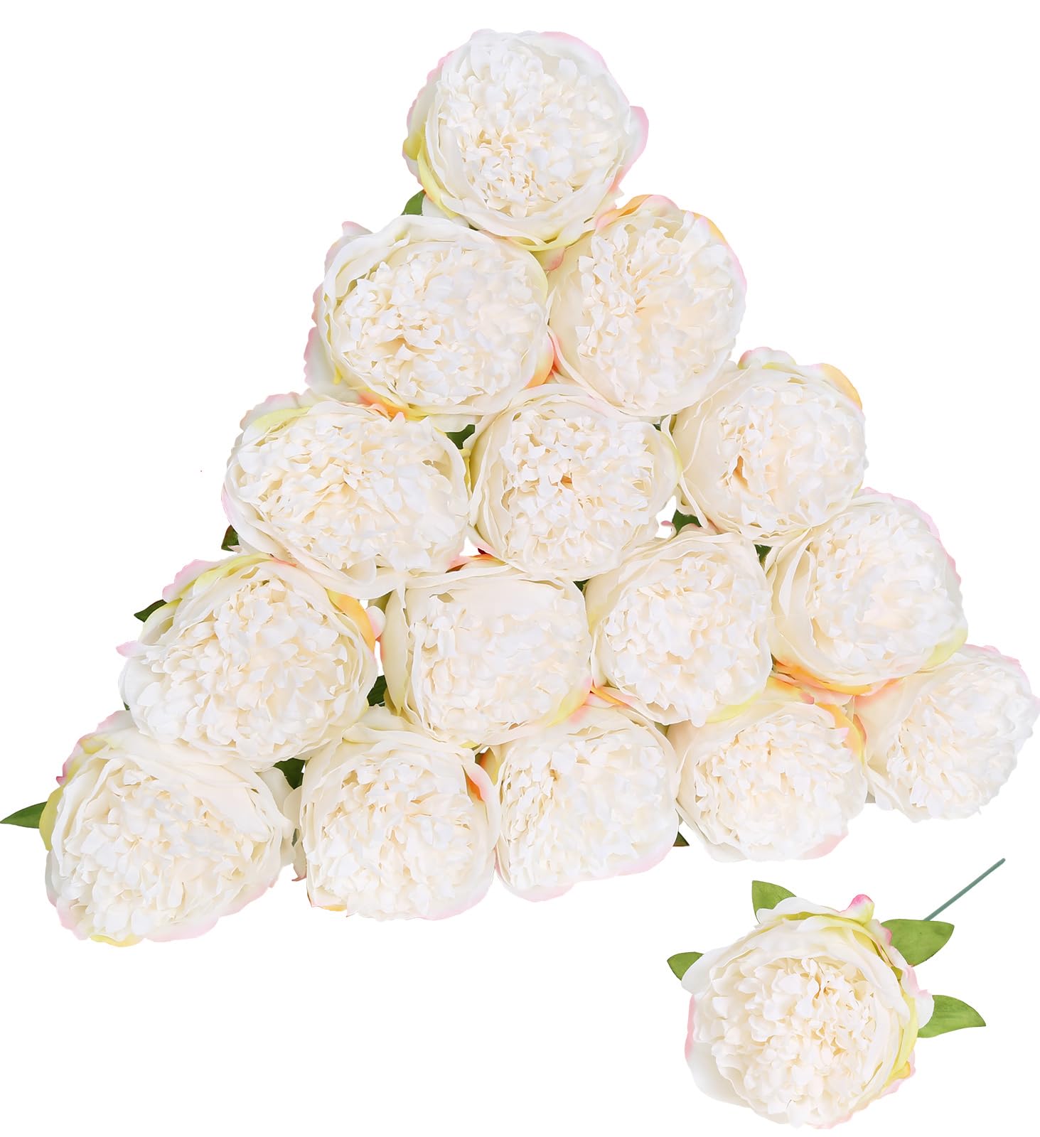Fqueelvys cream-white silk peonies arranged for elegant home decor and events