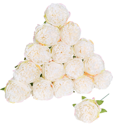 Fqueelvys cream-white silk peonies arranged for elegant home decor and events