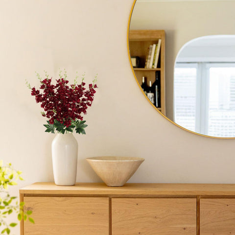 Fqueelvys burgundy delphinium stems, durable and bendable for versatile vase arrangements.