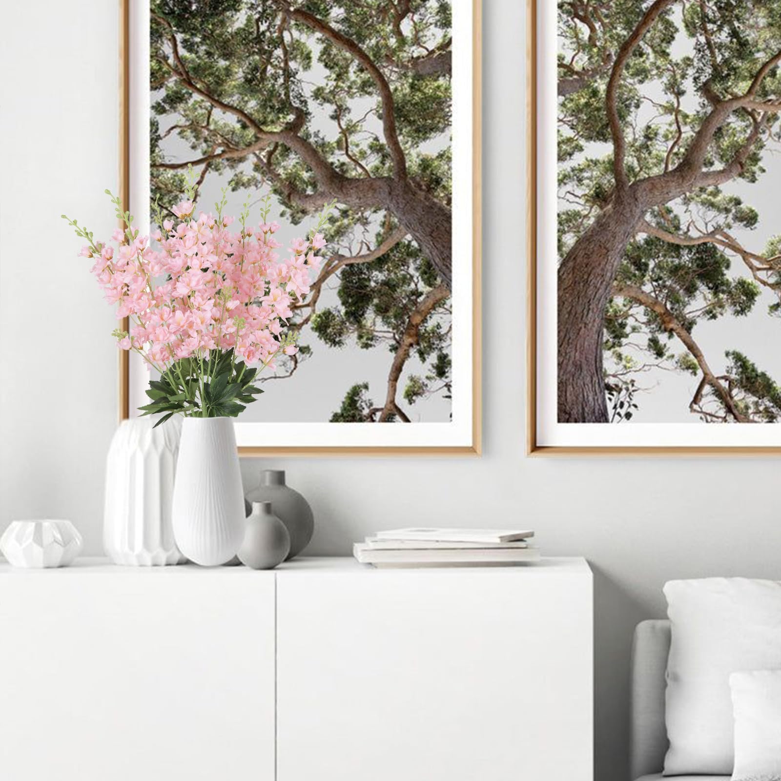 Fqueelvys bendable delphinium stems enable custom vase arrangements.