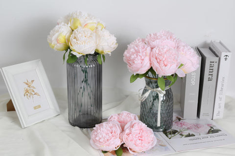 Home or office decor accent with Fqueelvys silk peonies in ambience