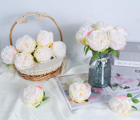 Fqueelvys silk peony stem with flexible wire for shaping