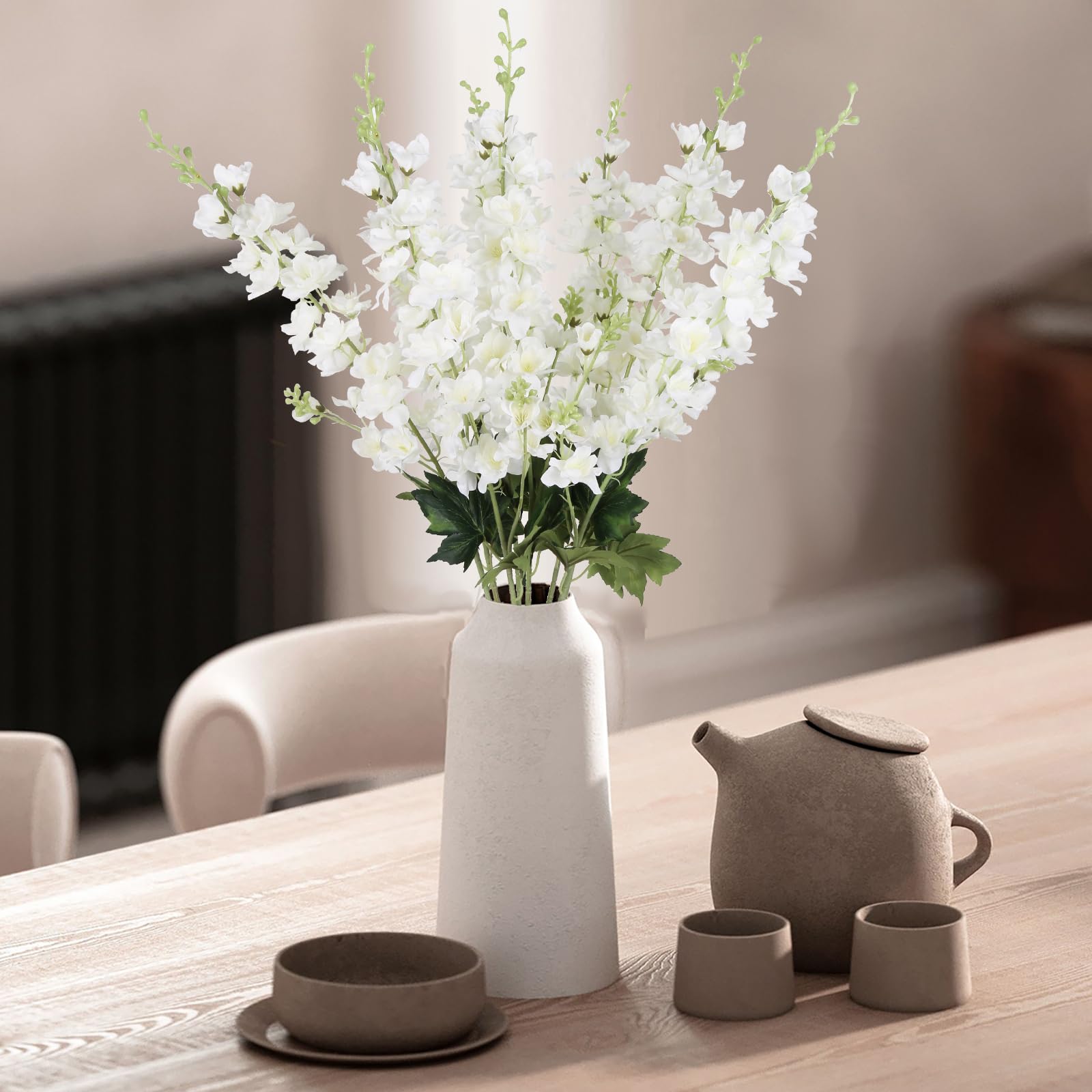 Fqueelvys white delphinium stems with internal wire for easy shaping
