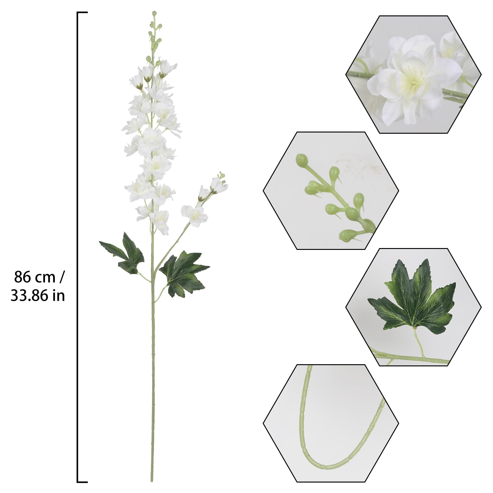 Silk Fqueelvys delphinium blooms with realistic texture and lasting color