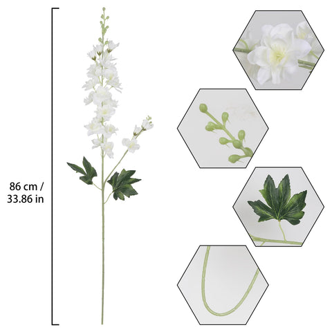Silk Fqueelvys delphinium blooms with realistic texture and lasting color