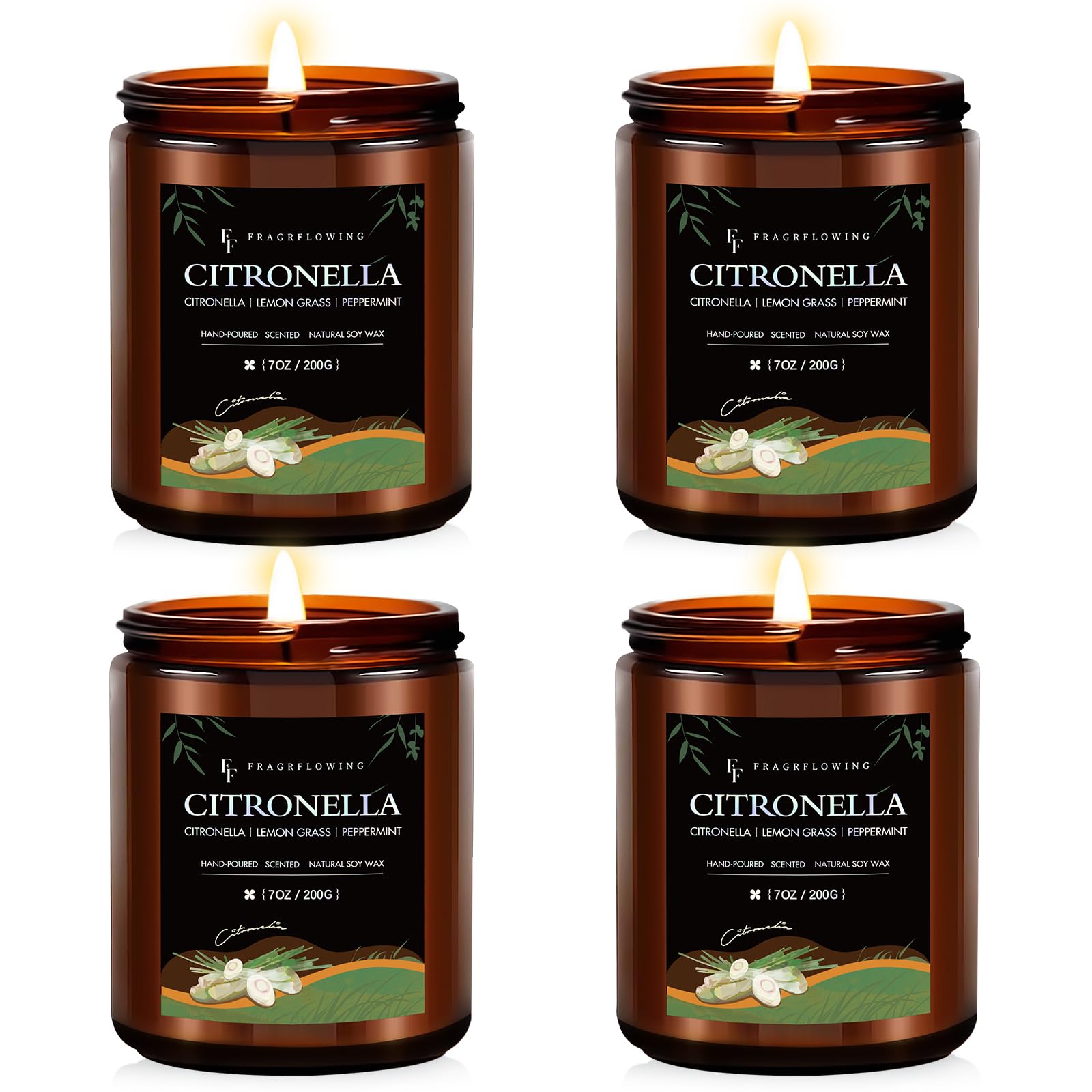 FF FRAGRFLOWING citronella candles set in premium packaging, ideal for gifting.