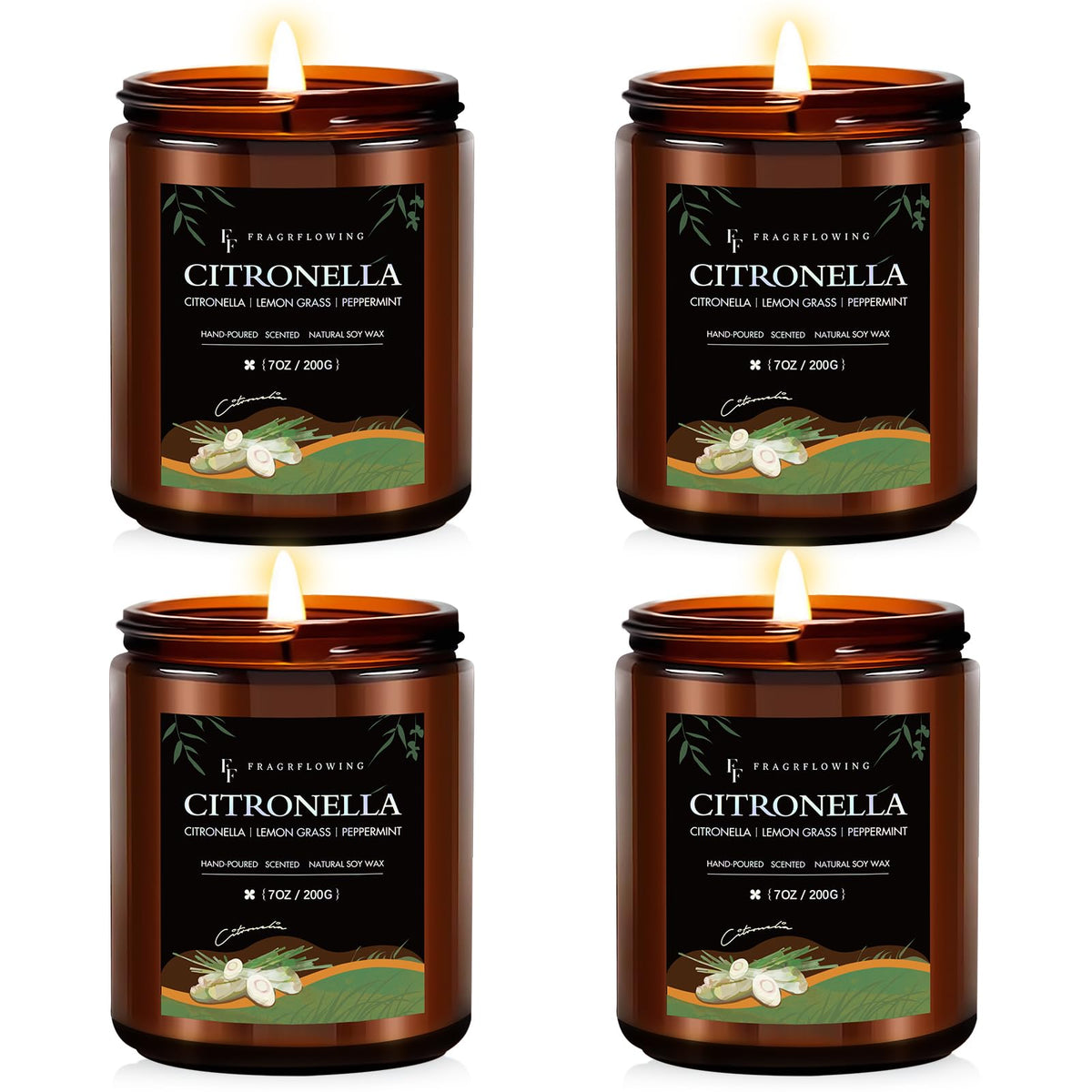 FF FRAGRFLOWING citronella candles set in premium packaging, ideal for gifting.
