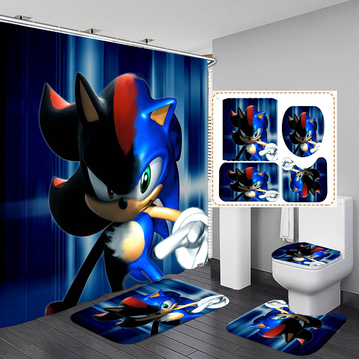 Frameless Super Sonic shower curtain 72x72 with waterproof finish in modern bathroom setup