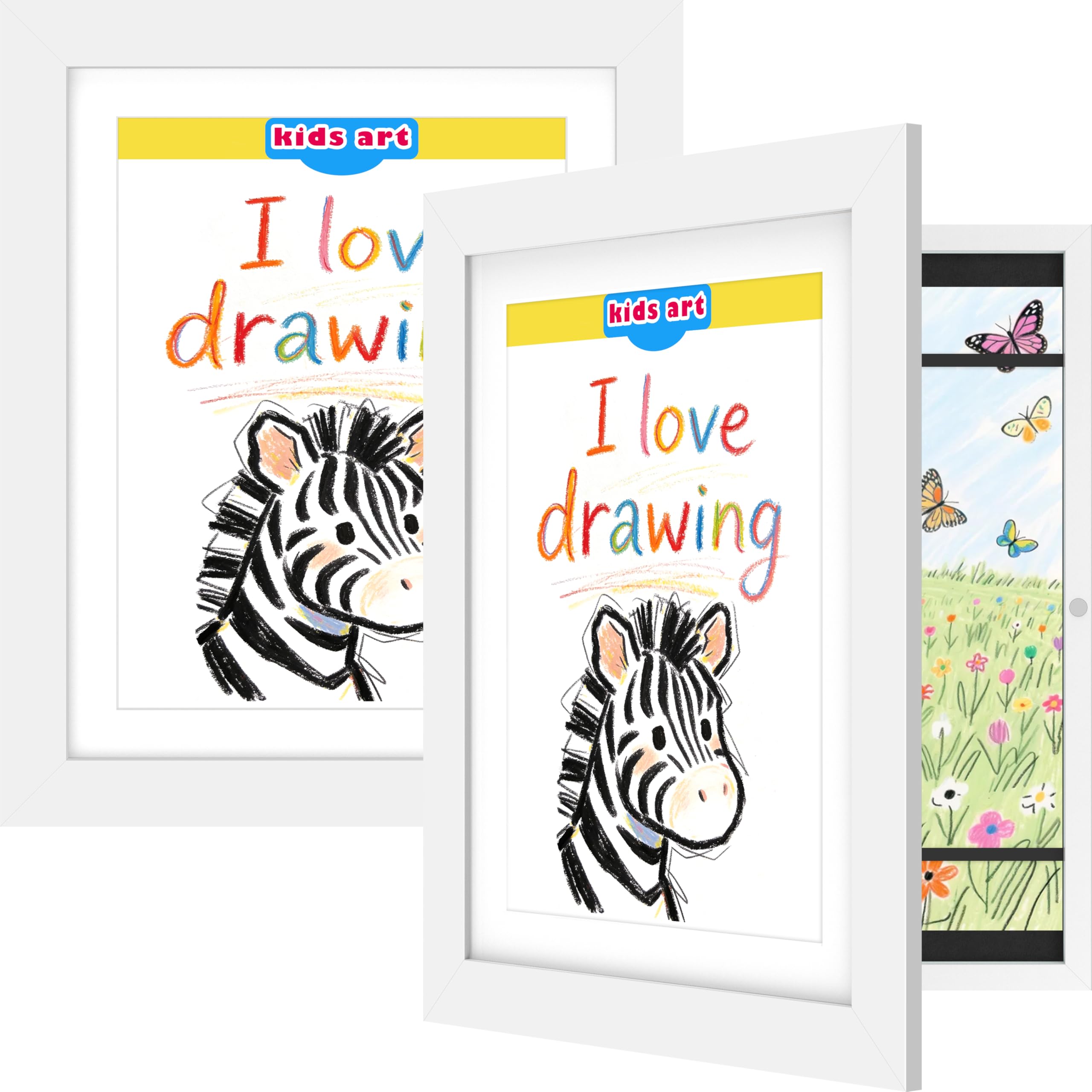 FrameWorks 2-Pack wood-frame with magnetic door, secure closure for kid art and photos