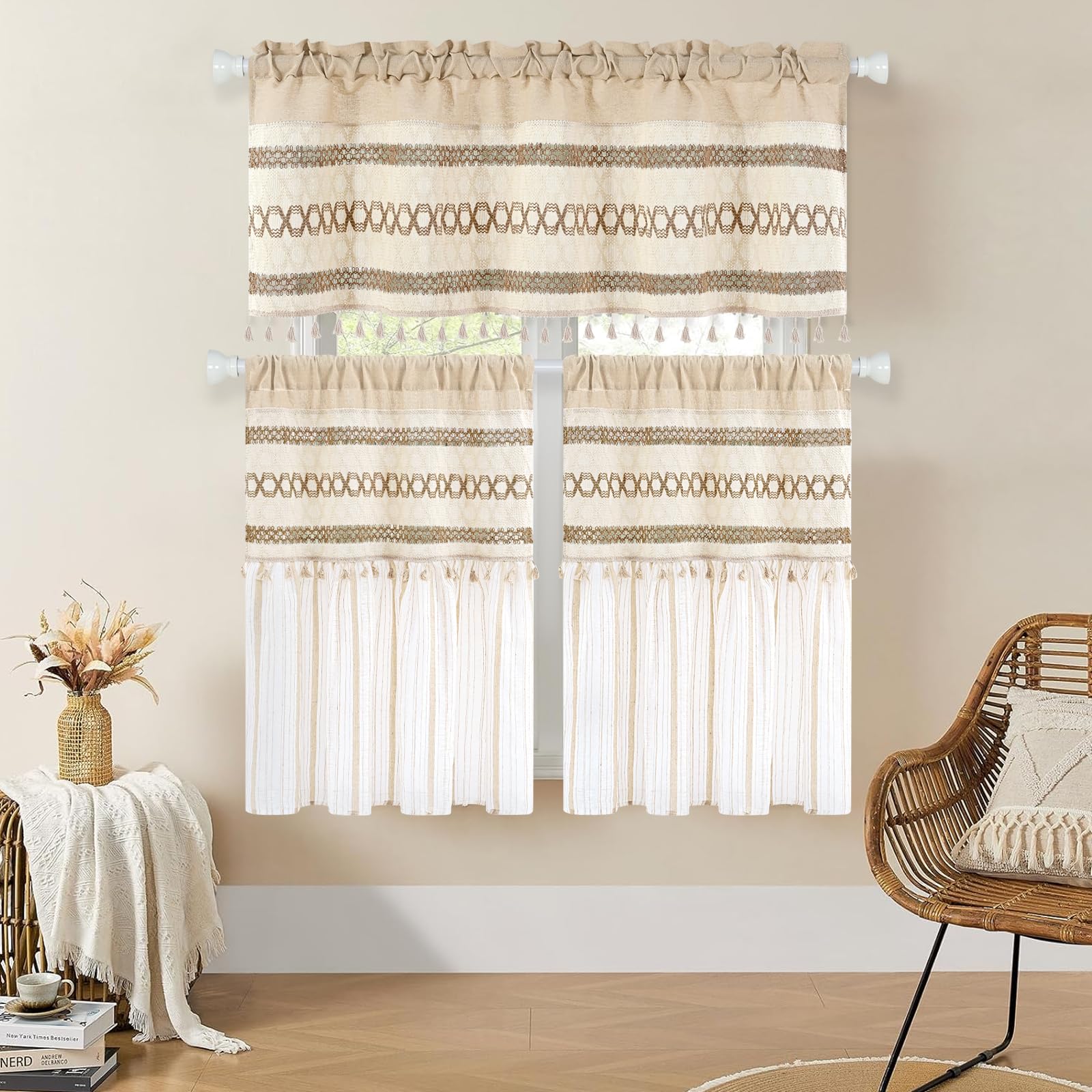FRAMICS Farmhouse 36in-length curtains suit small kitchen windows