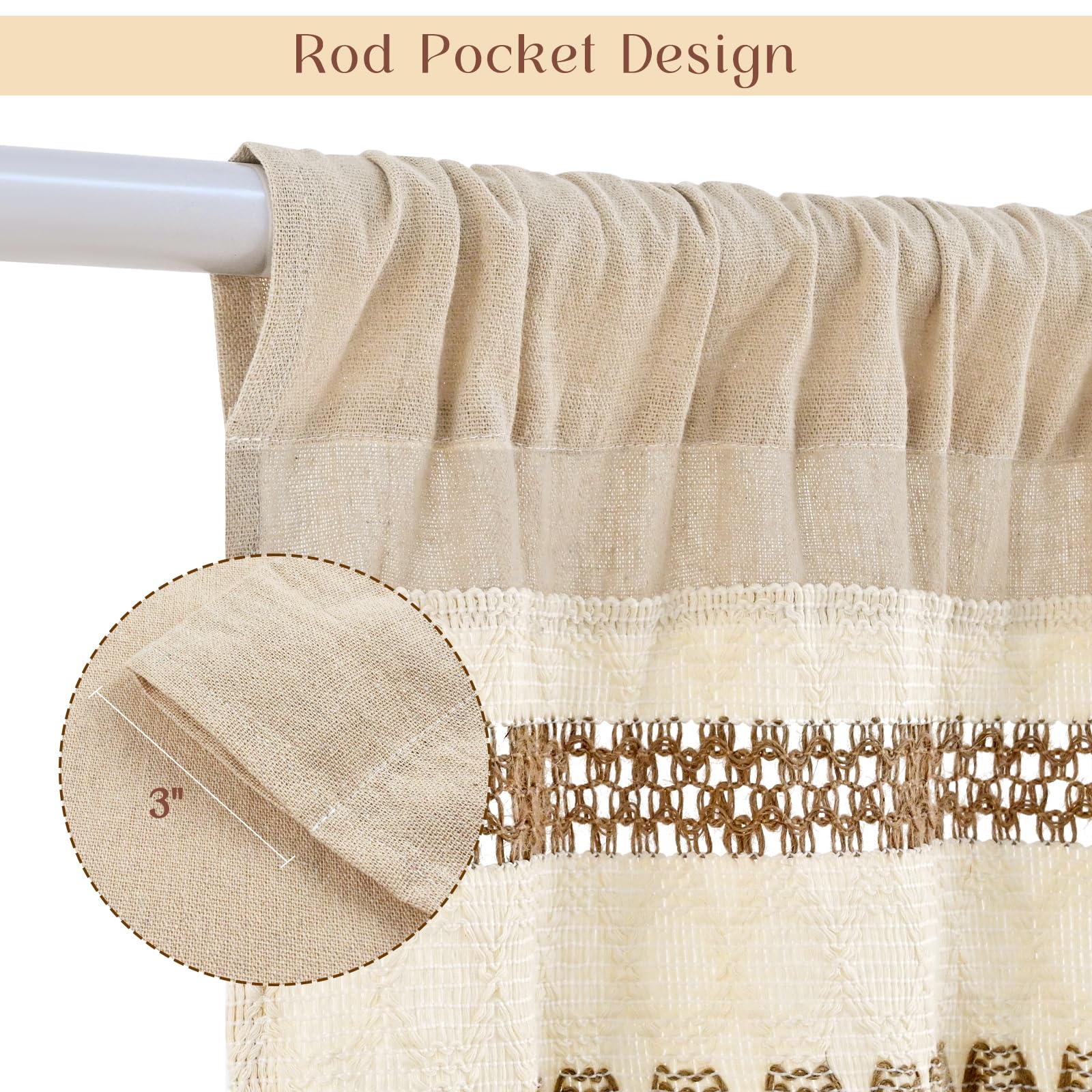 FRAMICS Farmhouse rod-pocket curtain for easy installation