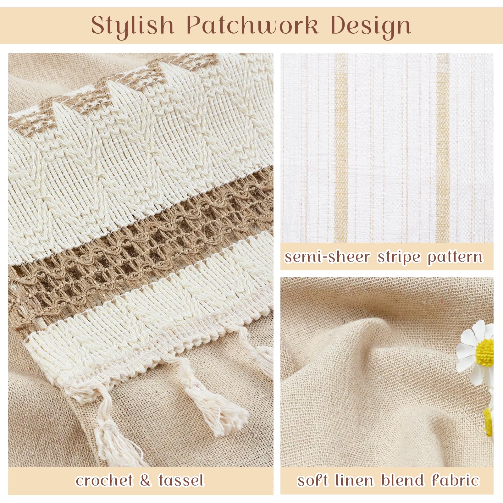 FRAMICS Farmhouse semi-sheer striped base softens light and privacy