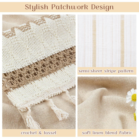 FRAMICS Farmhouse semi-sheer striped base softens light and privacy