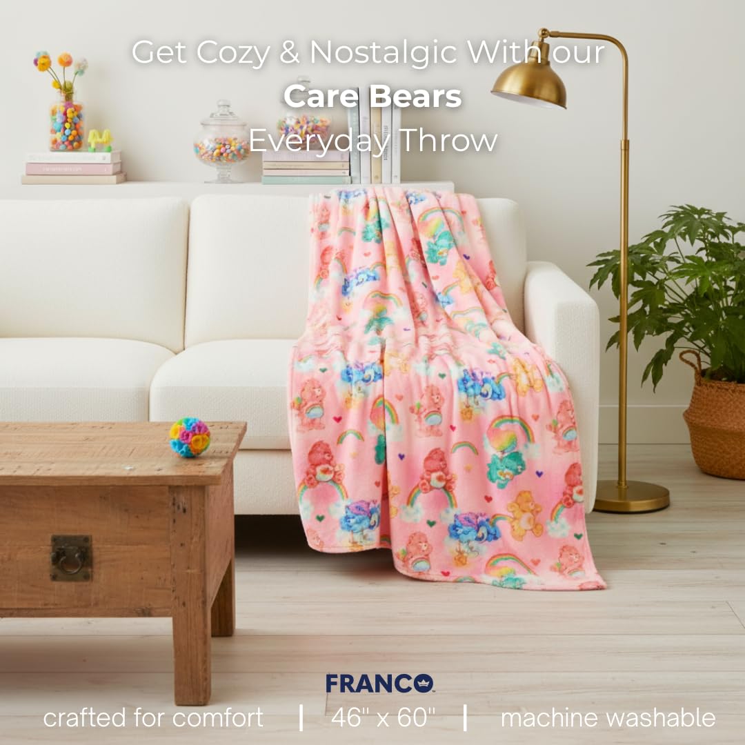 Franco Care Bears throw with Beary Sweet design brightens any room.