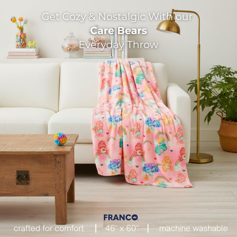 Franco Care Bears throw with Beary Sweet design brightens any room.