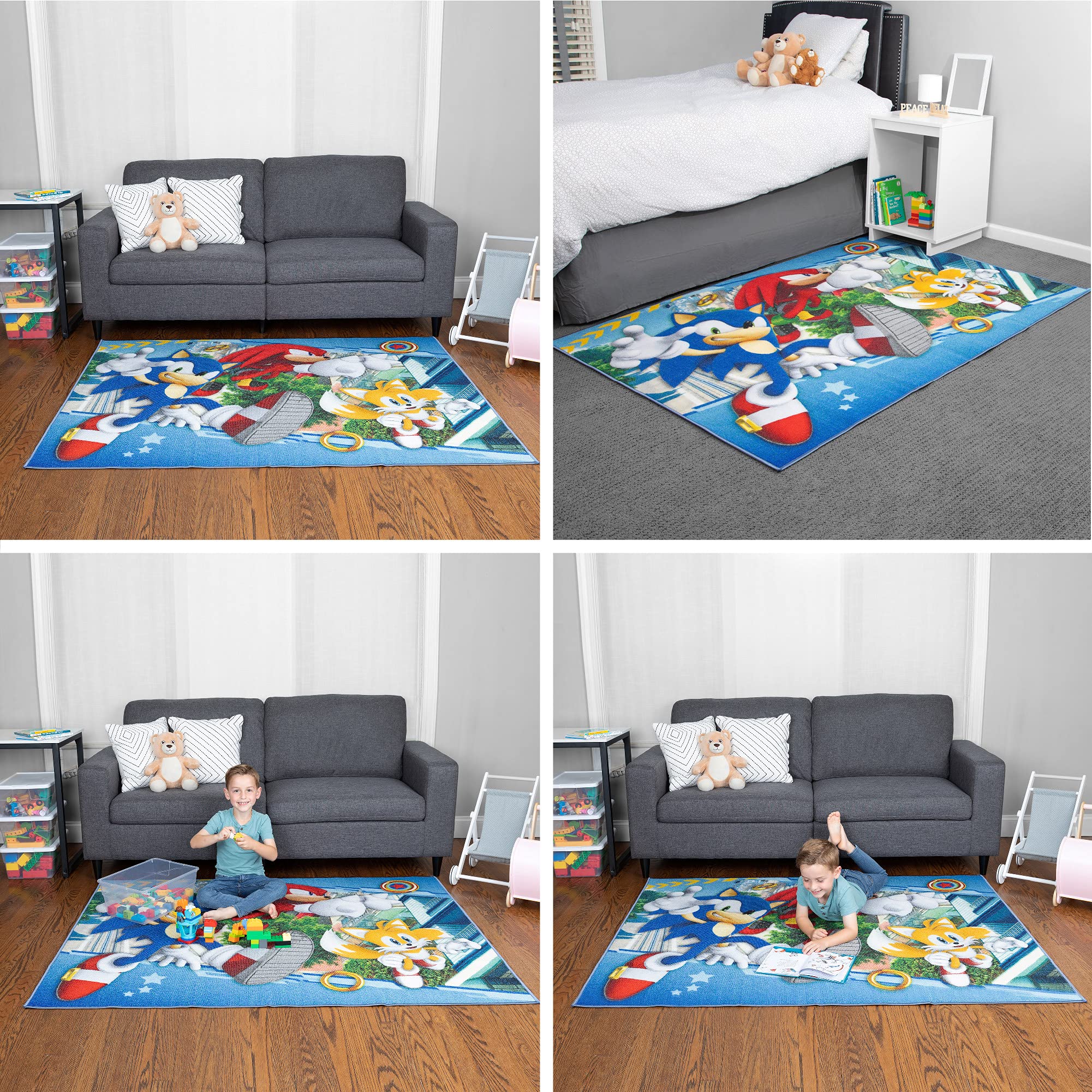 Franco Colorful Sonic rug, ideal playmat for kids' rooms.