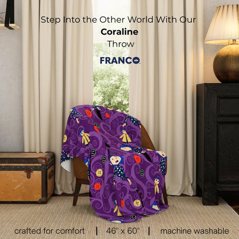 Franco Coraline violet swirl pattern throw adds rich sofa color
