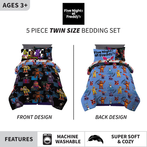 Franco FNAF reversible comforter on dark background shows bold character art