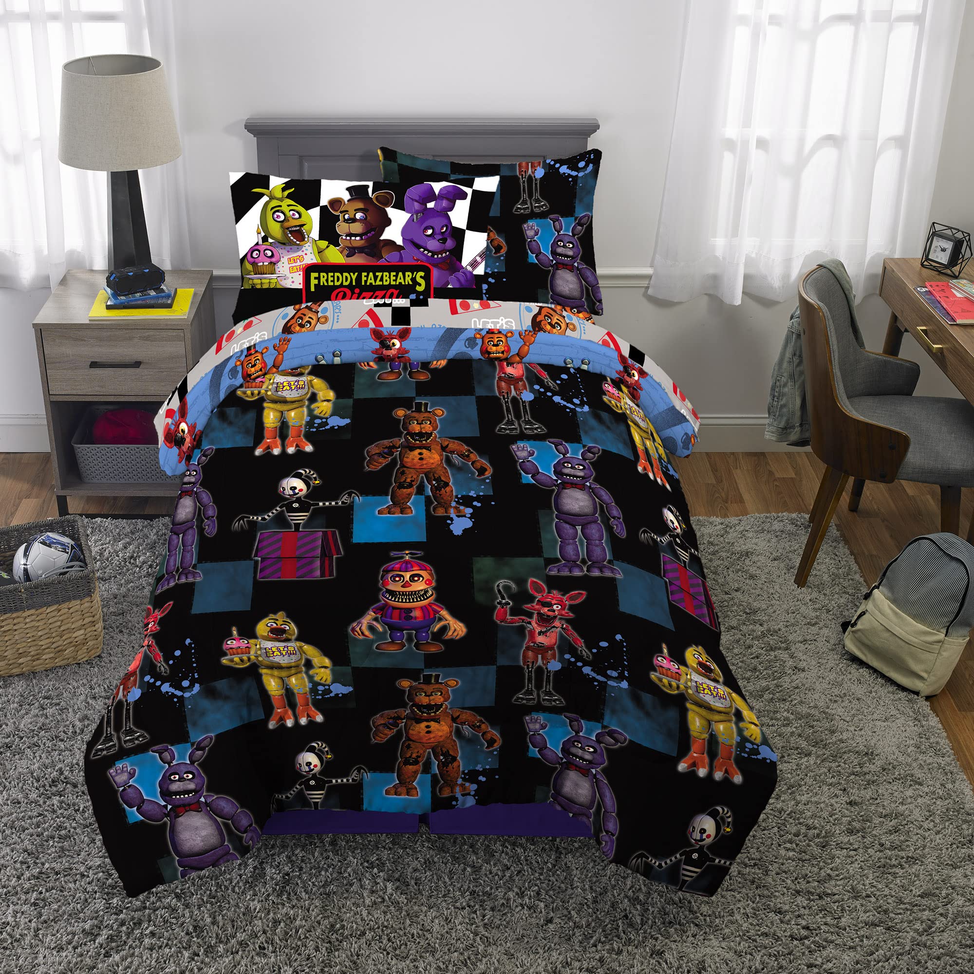 Franco FNAF pillow shams complete the themed bed display