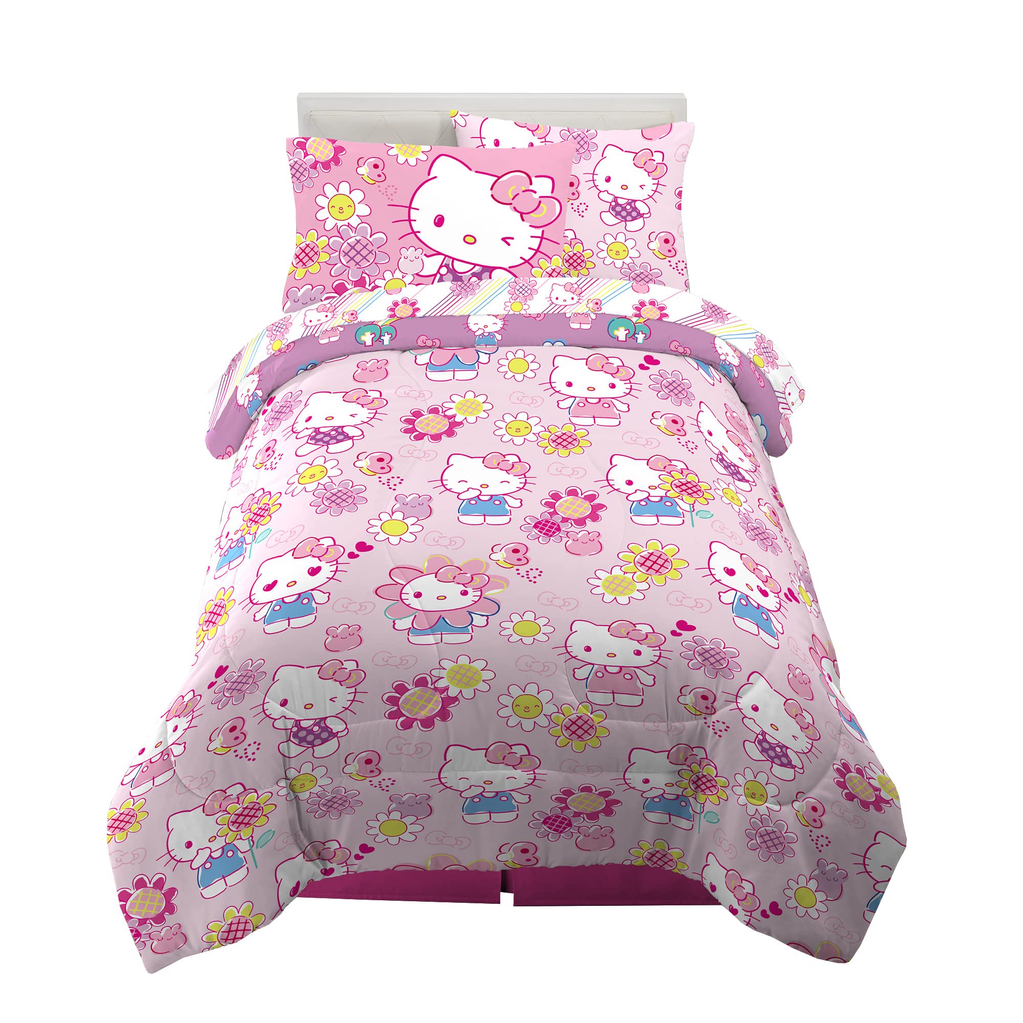 Franco Hello Kitty Rainbow Garden comforter, reversible design for two looks.
