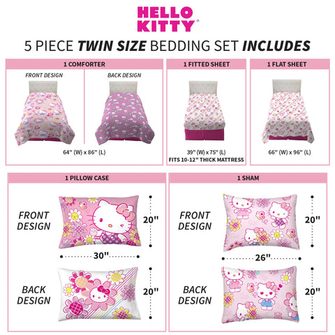 Franco Hello Kitty rainbow-print pillowcase for colorful bedtime.