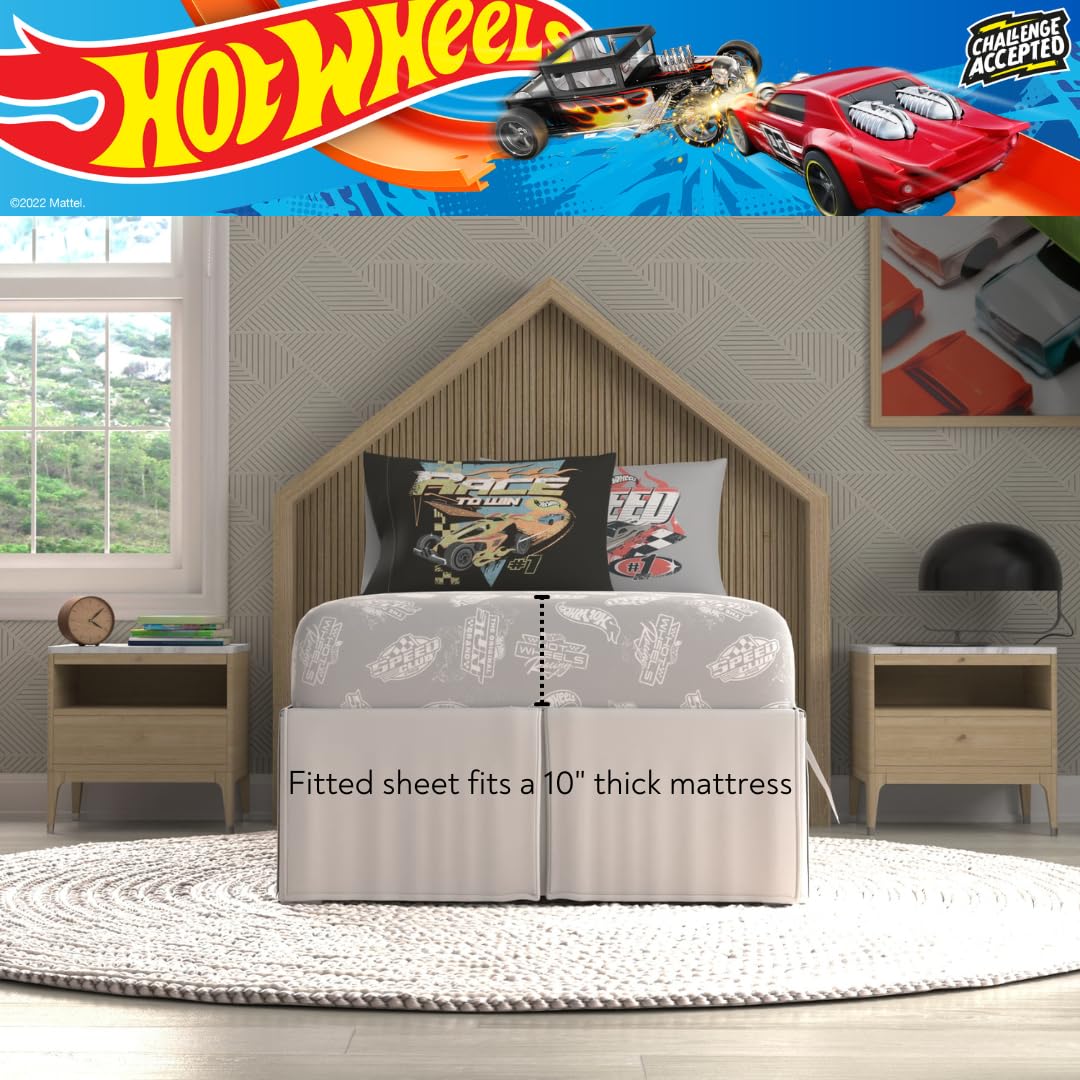 Franco Hot Wheels pillow sham coordinating with bold race graphics.