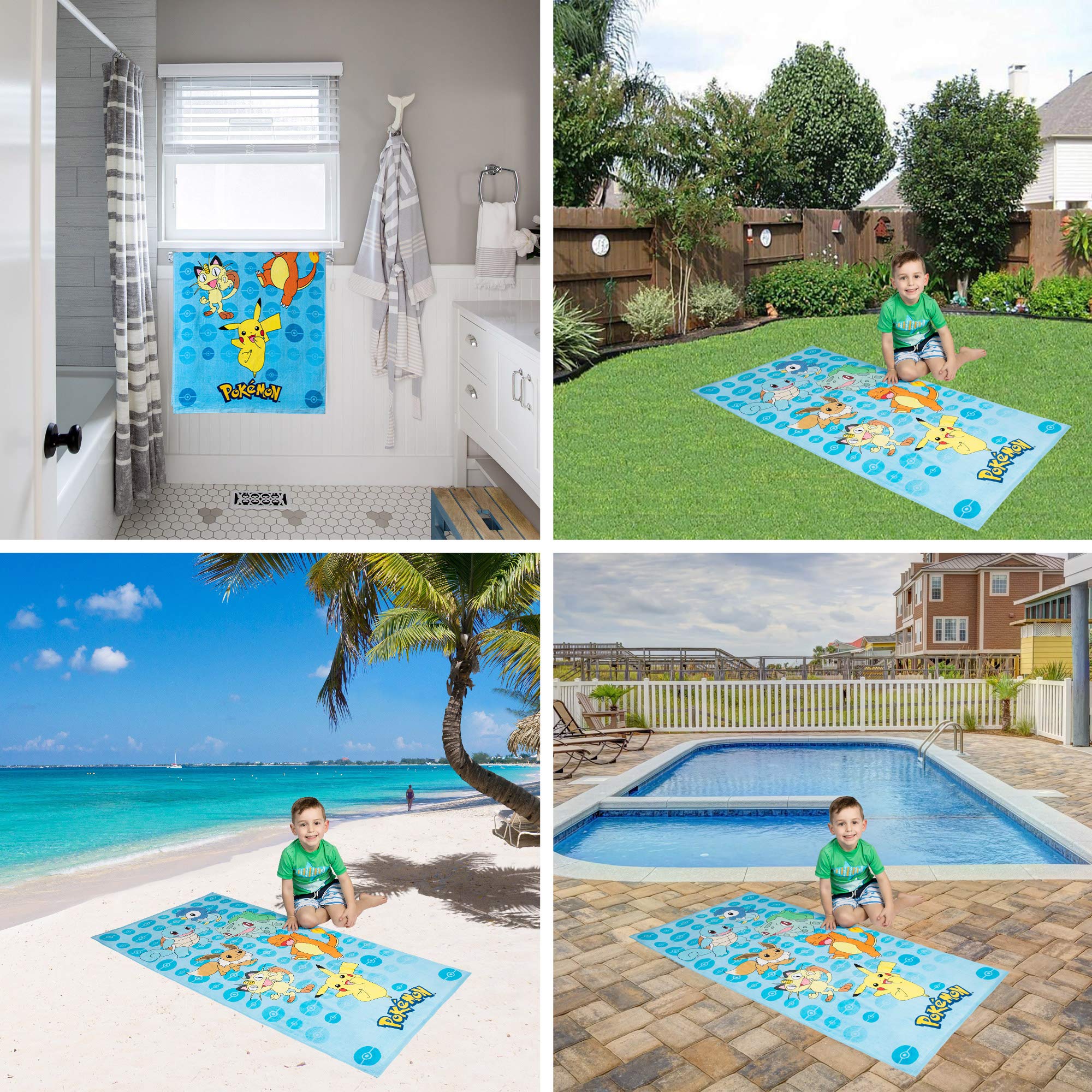 Franco Pokemon towel with Bulbasaur graphic brightens bath time