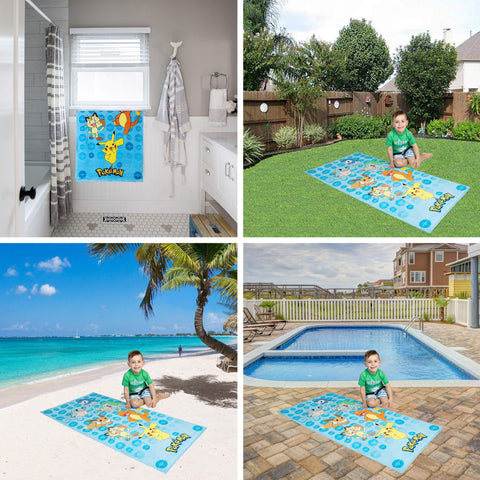 Franco Pokemon towel with Bulbasaur graphic brightens bath time