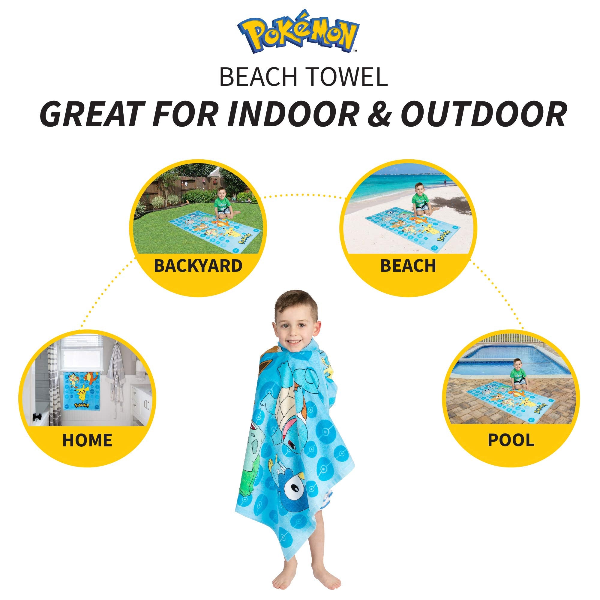 Franco Pokemon towel with Squirtle design ideal for pool days