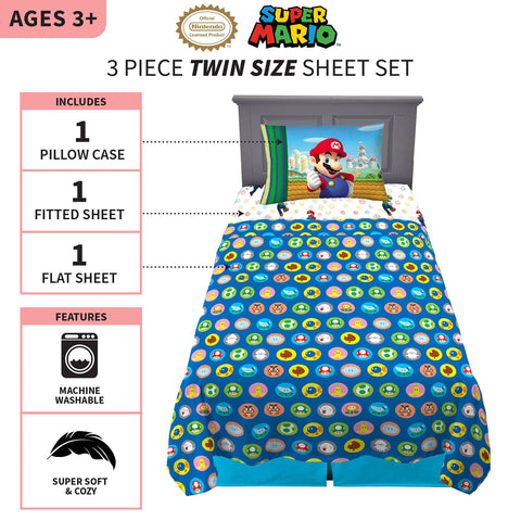Franco Mario twin pillow cases featuring bold character artwork for cozy bedtime