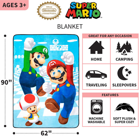 Franco Mario Game Kings blanket closeup fabric captures ultra soft micro raschel texture