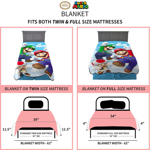 Franco Mario Game Kings blanket folded demonstrates compact, portable comfort for travel