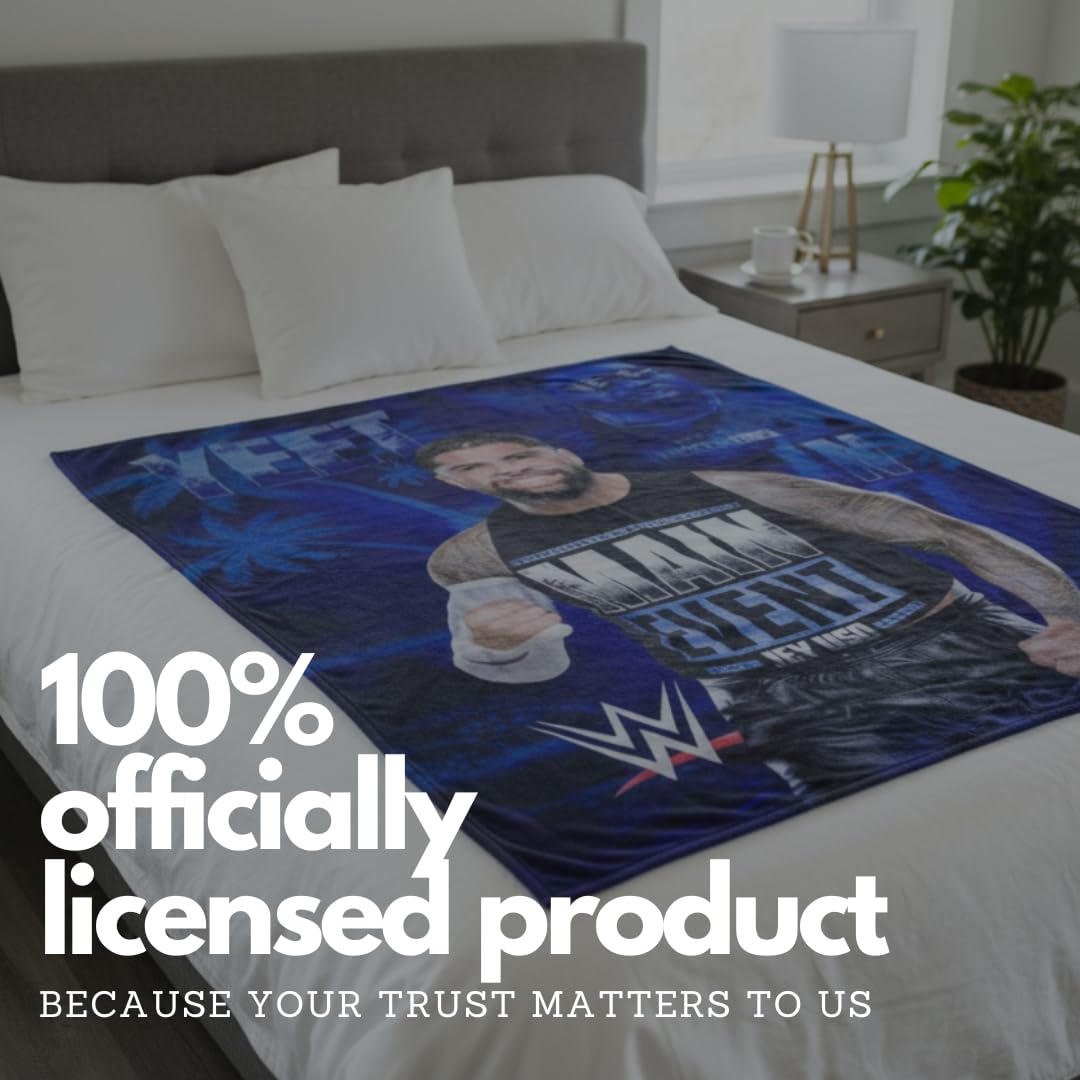 Official Franco licensed WWE throw in blue tones for authentic decor