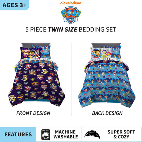 Franco Paw Patrol all-over print sheets add vibrant color to nightly routines.