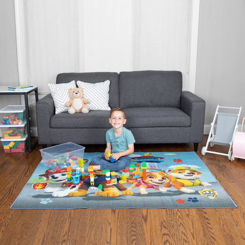 Franco Paw Patrol area rug edge-binding detail preserves shape and reduces fraying over time.