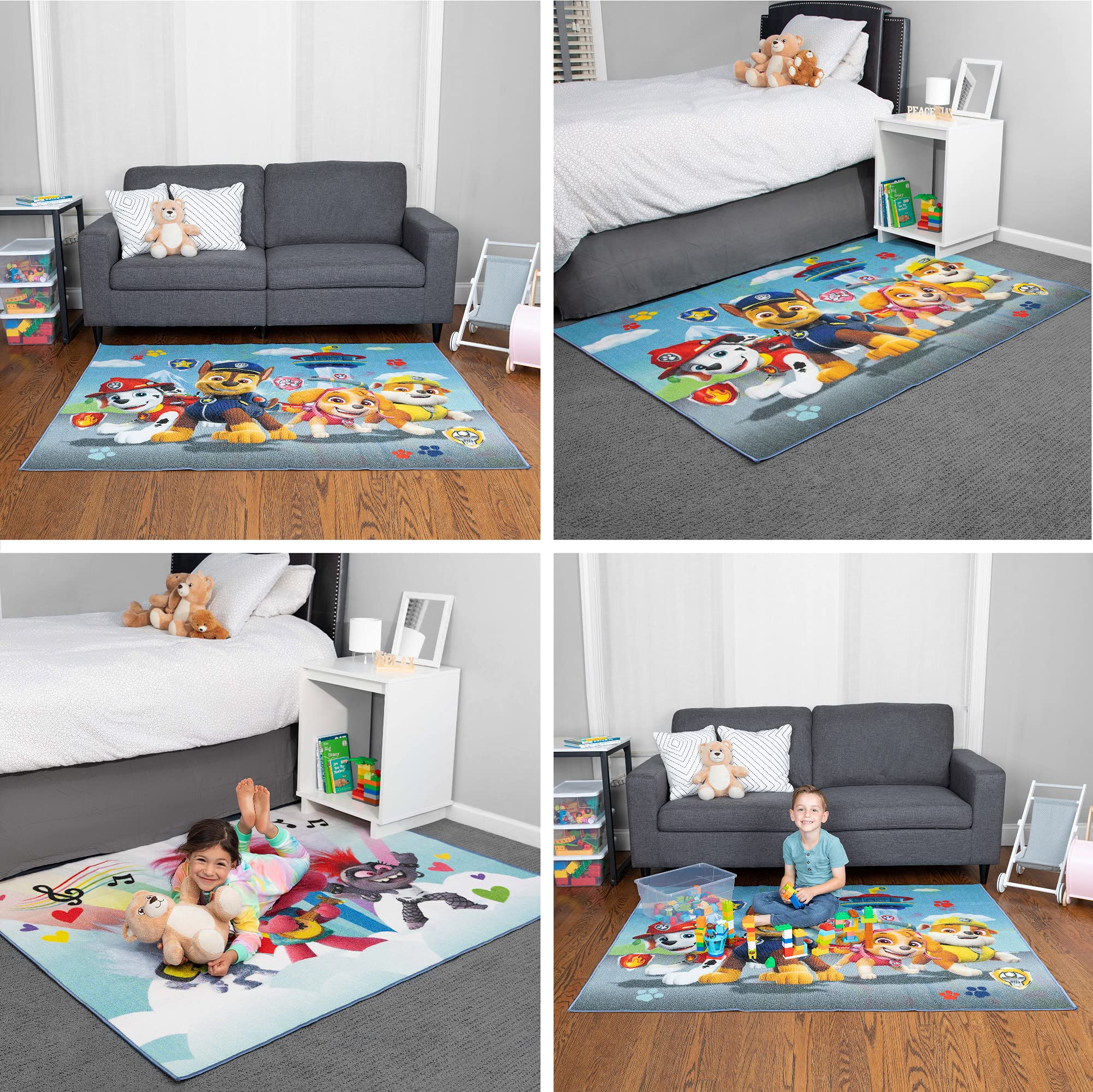 Franco Paw Patrol area rug ideal for kids' rooms as a cozy playmat.