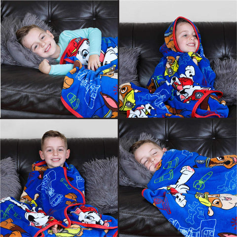 Franco Paw Patrol blanket 62x90 laid flat, perfect for sleep or couch snuggling.