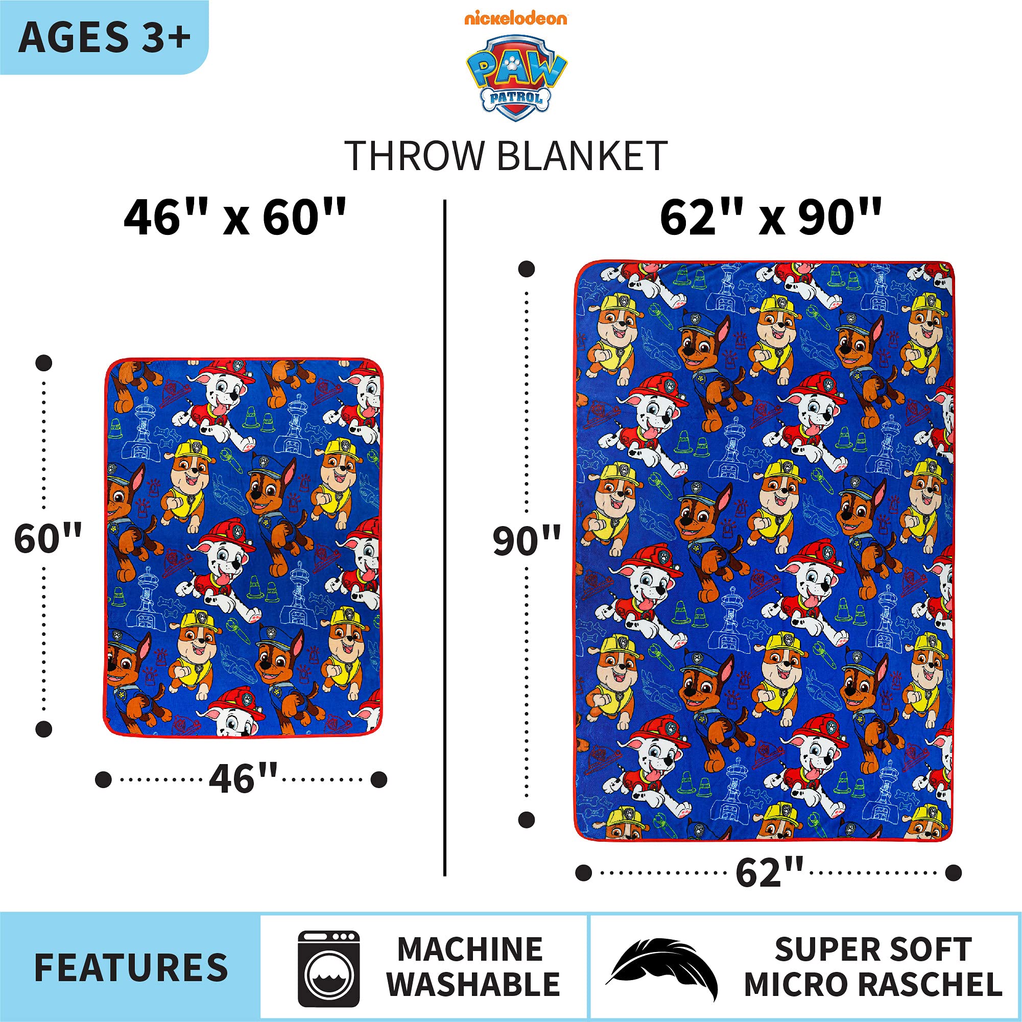 Franco Paw Patrol Daily Heroes design on blanket for vibrant room décor.