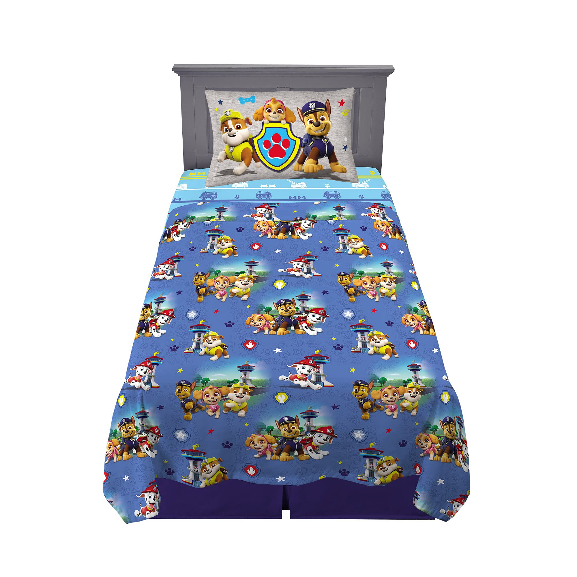 Franco Paw Patrol fitted sheet with pups for cozy bedtime.
