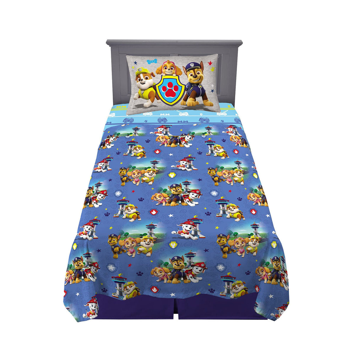 Franco Paw Patrol fitted sheet with pups for cozy bedtime.