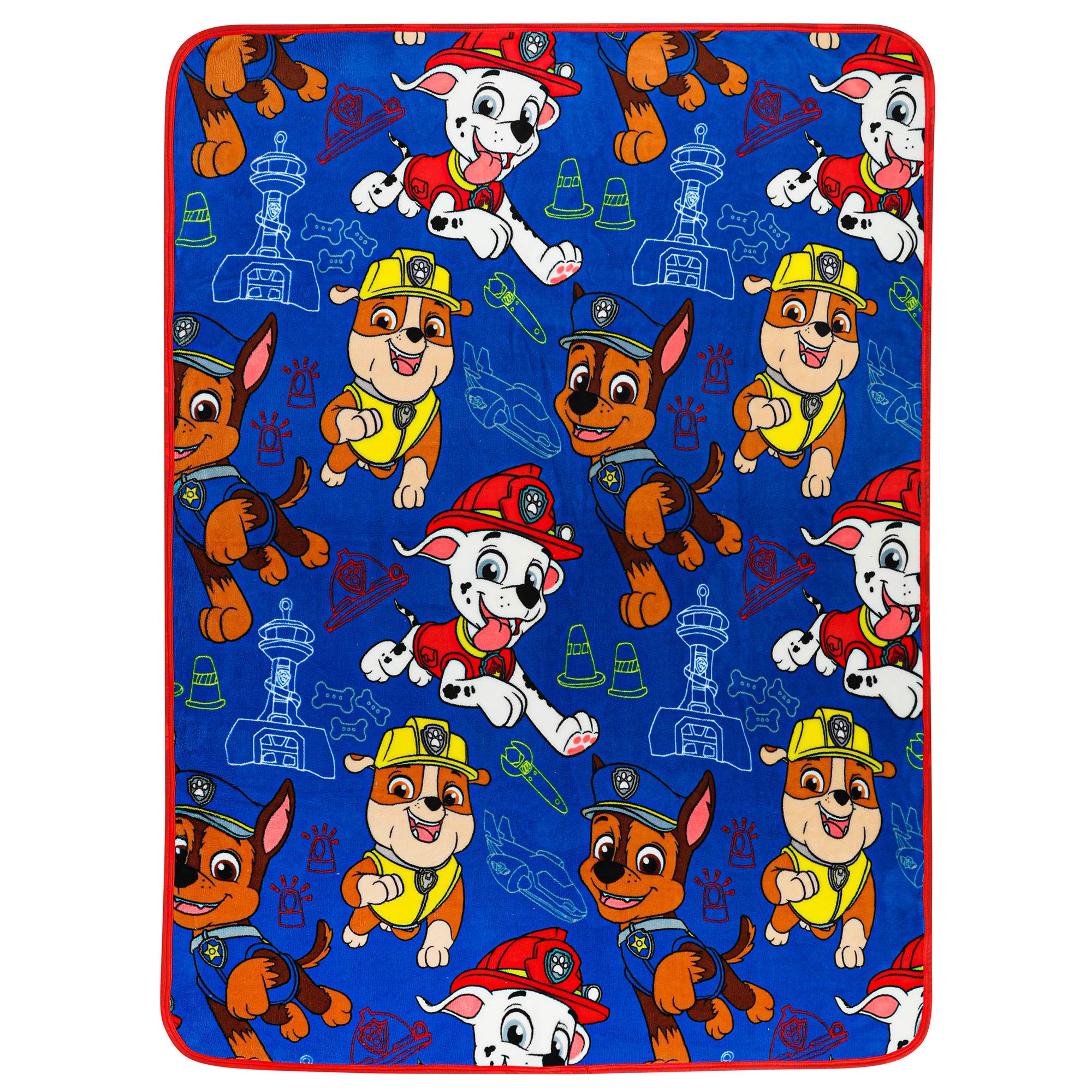 Franco Paw Patrol throw on kid couch inviting cuddles during stories.