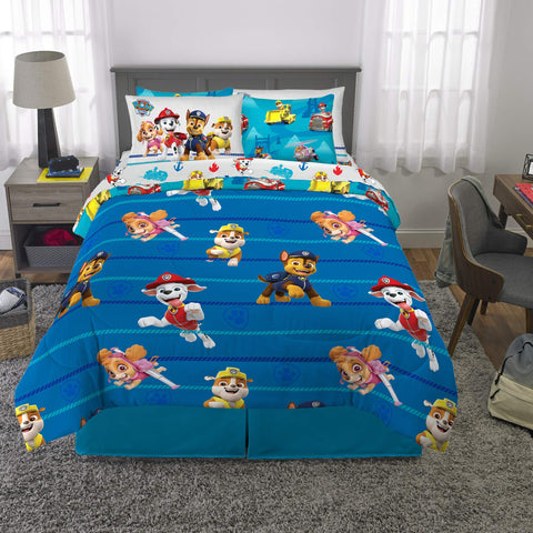 Franco Paw Patrol pillowcases coordinate with the set, offering soft, durable bedding accents for easy washing