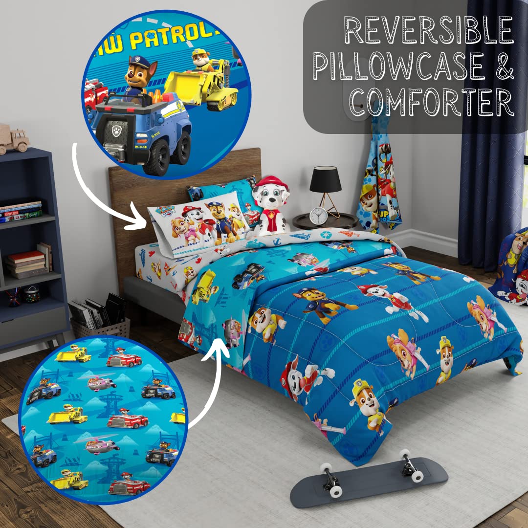 Franco Paw Patrol twin flat sheet in vibrant blue for cohesive sleep space