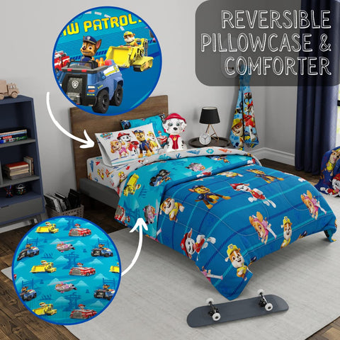 Franco Paw Patrol twin flat sheet in vibrant blue for cohesive sleep space