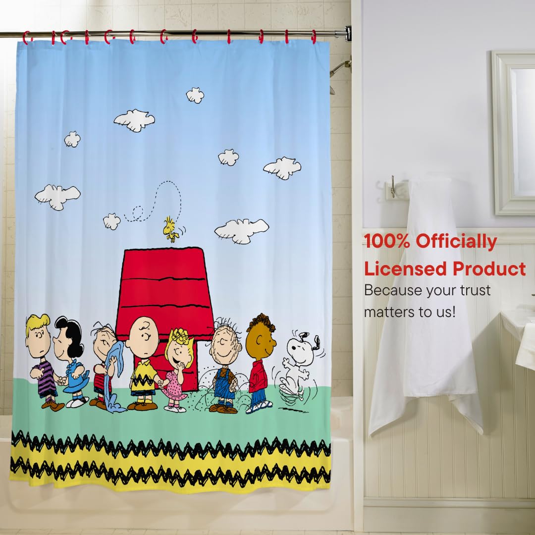 Franco Peanuts design behind Snoopy's house adds playful bathroom charm