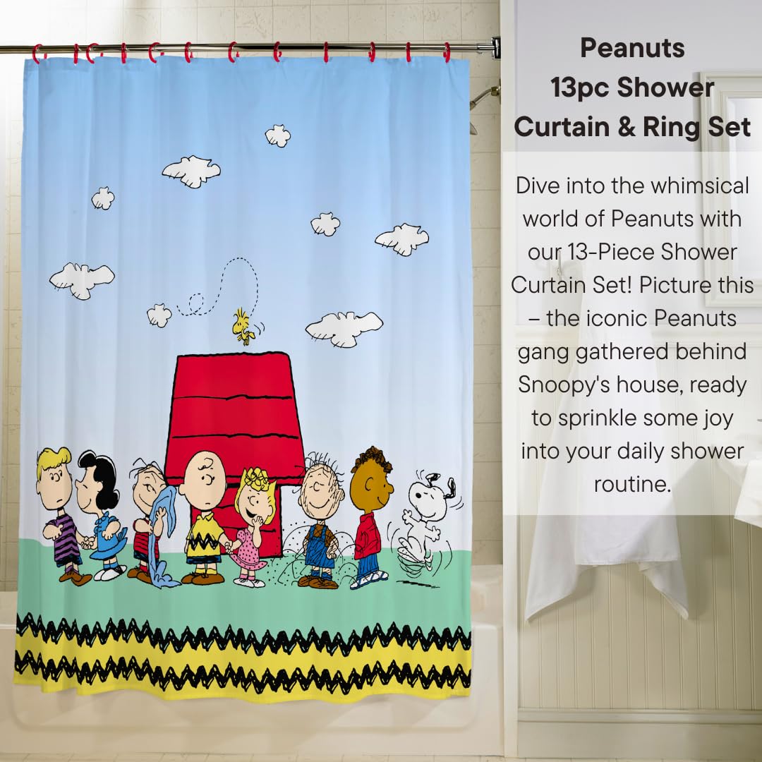 Franco Peanuts shower rings set for easy hanging and durable color