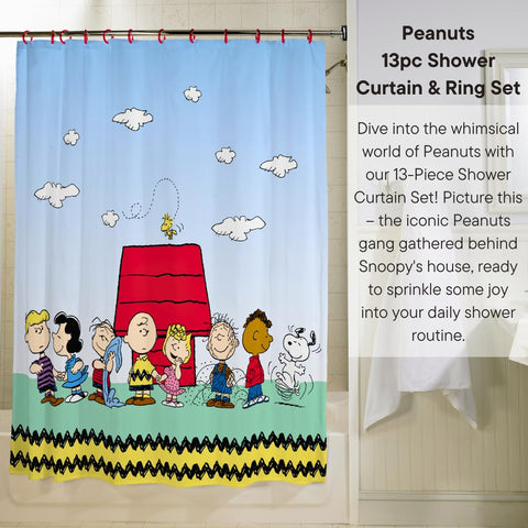Franco Peanuts shower rings set for easy hanging and durable color