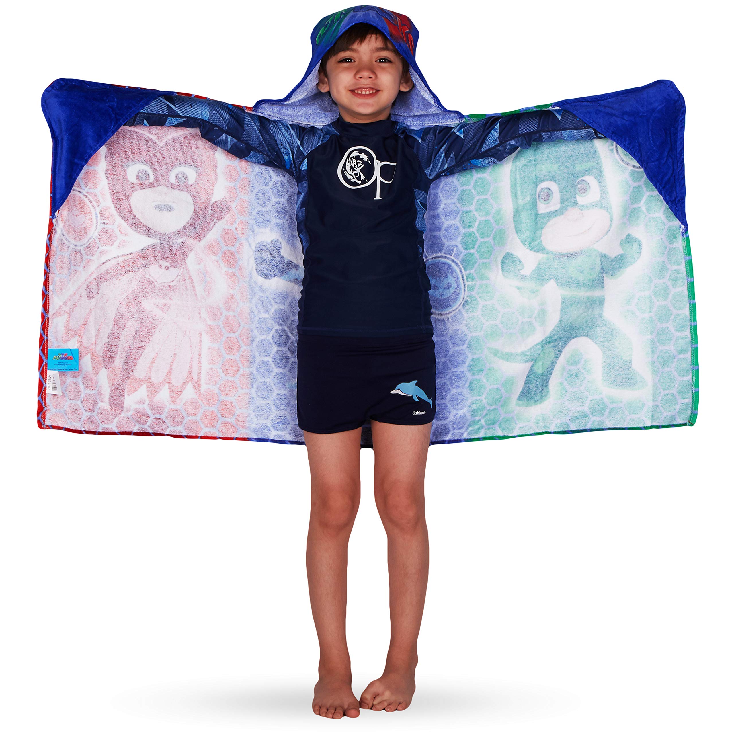 Franco PJ Masks hooded towel wrap Gekko ideal for outdoor water play.